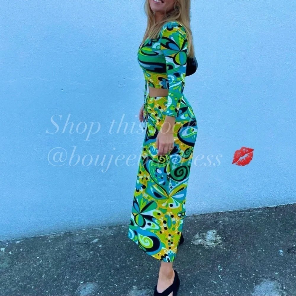 ZARA Crop Top with Headband + Draped Skirt 3pc Set